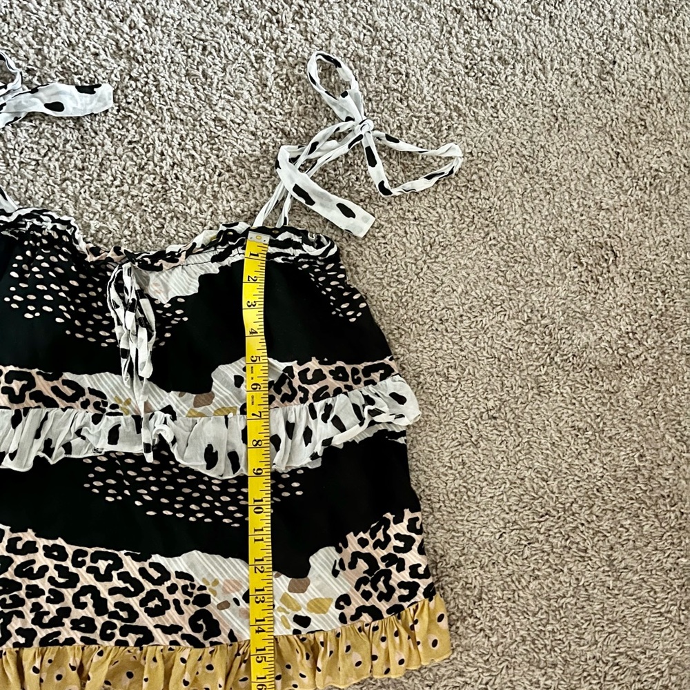 Anthropologie Conditions Apply Ruffled Neutral Motif Leopard Tank Top - Picture 4 of 7